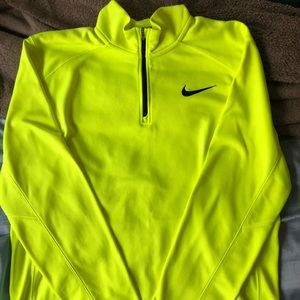 neon yellow nike half zip
